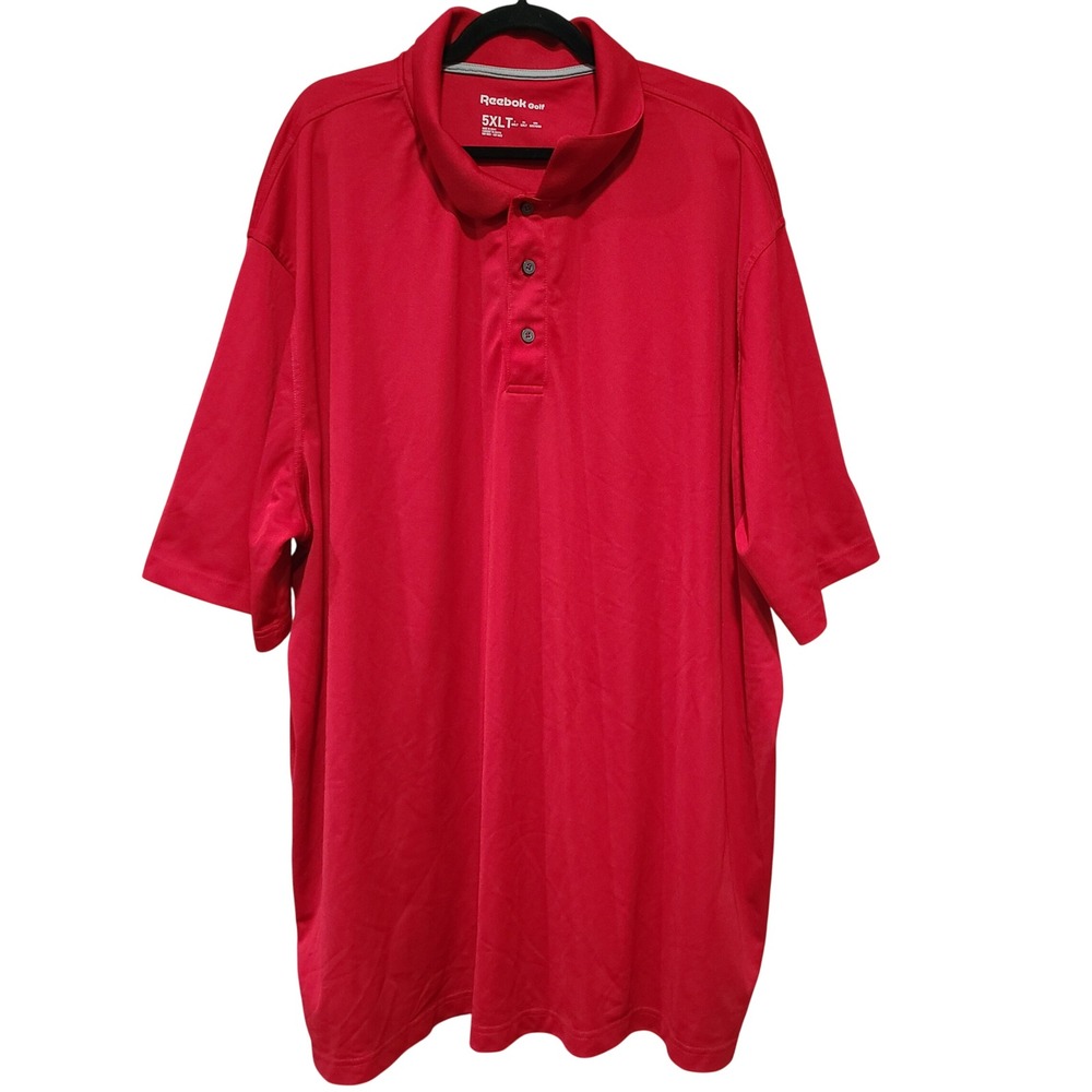 Reebok Golf Mens 5XLT Red Short Sleeve Polo Shirt Big & Tall Top